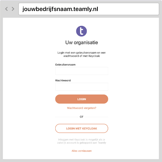 Teamly-loginScherm