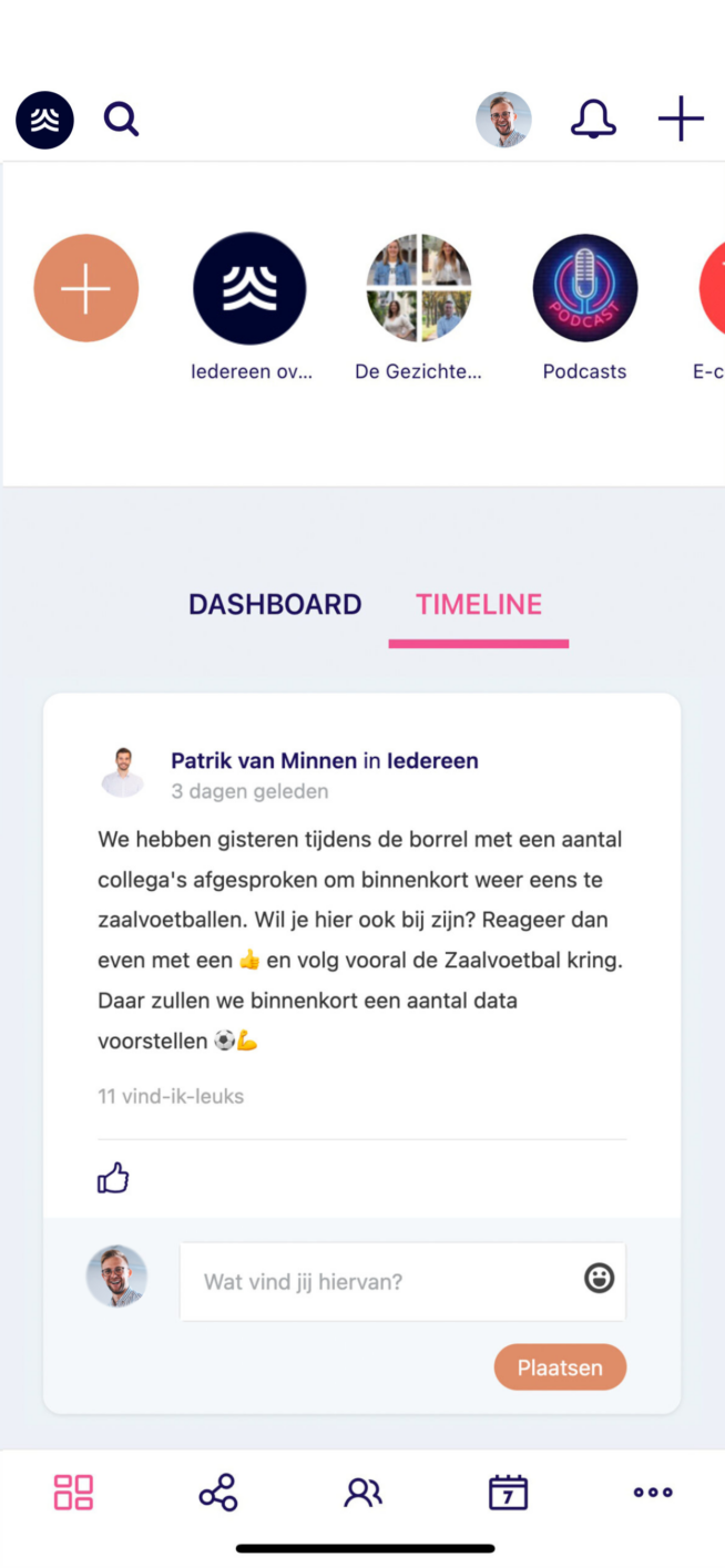 Screenshot Teamly sociaal